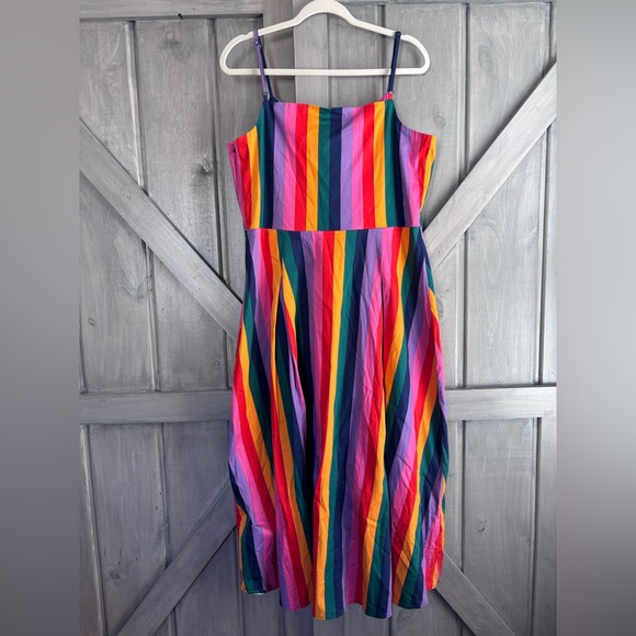 ModCloth Bright and Beautiful Colorful Striped Mid Dress Size US 14 - Picture 9 of 9